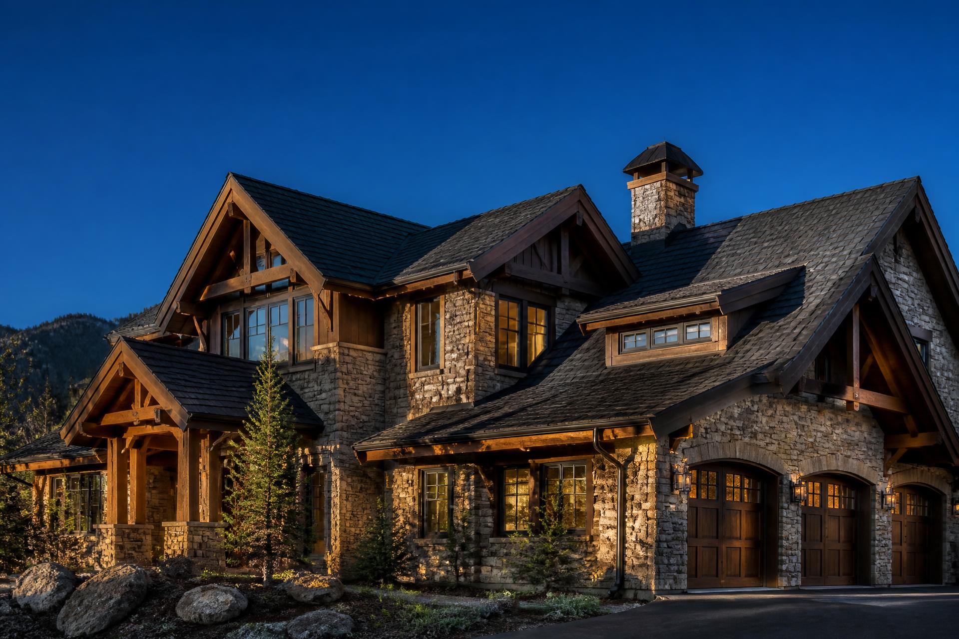 Newly installed dark architectural shingle roof on a home